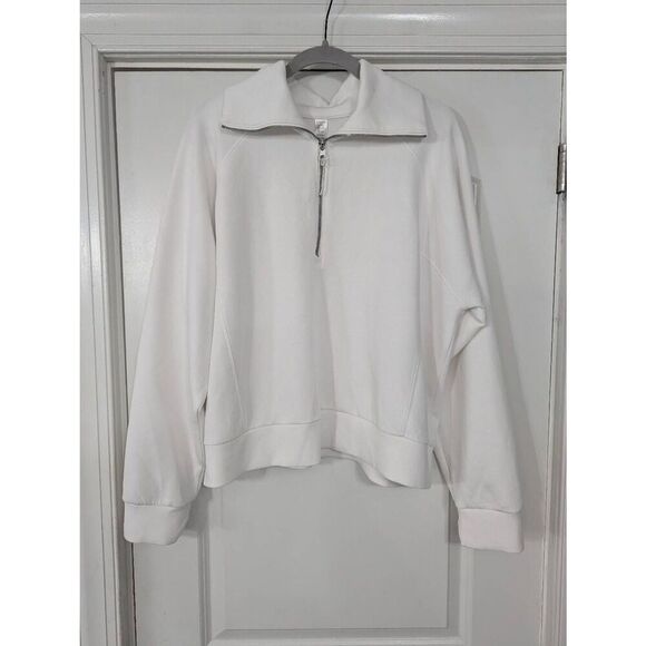 Spanx AirEssentials 1/2 Zip Sweatshirt women's 1X white boxy oversized layering - Picture 3 of 8